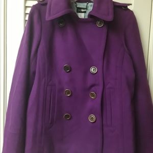J Crew Purple Deep Double Breasted Wool Blazer Jacket Coat